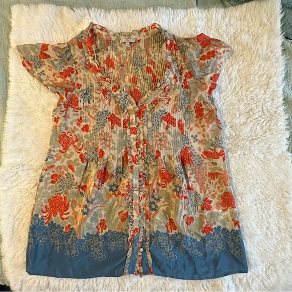 Joie silk top pop overview kimono wynne fiery red small - Picture 14 of 15
